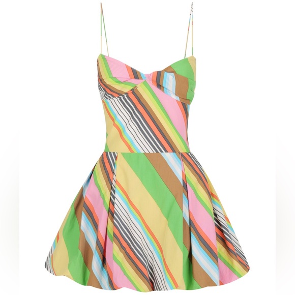 Anthropologie SWF NWT Fitted Balloon Mini Dress Cotton Stripe La Fiesta Medium - Picture 3 of 13